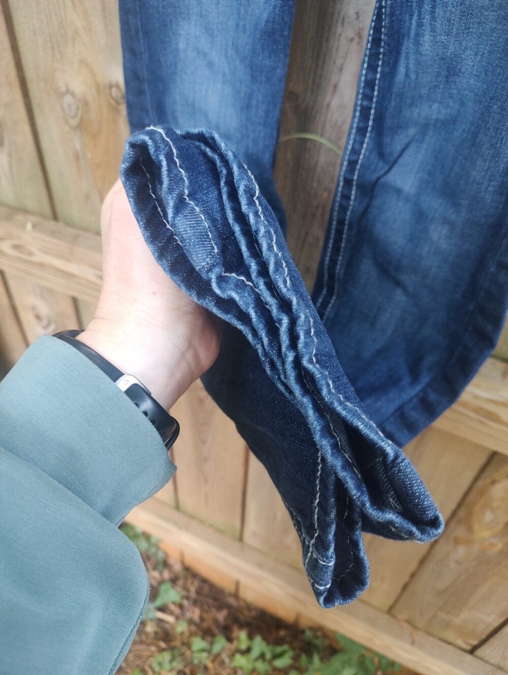 🏵️Ariat Mid Rise Boot Embroidered Dark Wash Jeans 25 Short - Picture 3 of 14